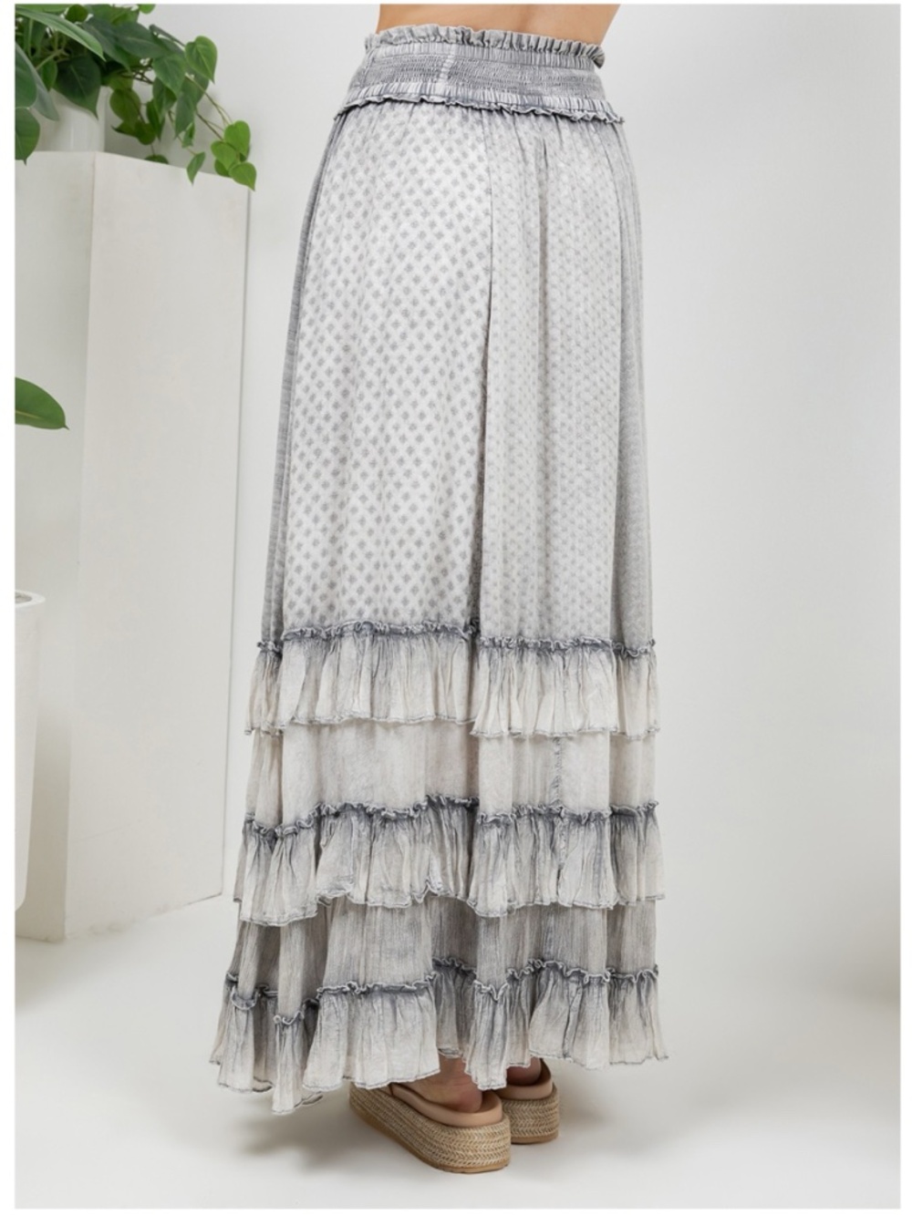Young Threads Grey Layered Tiered Ruffle Maxi Skirt - Picture 5 of 6